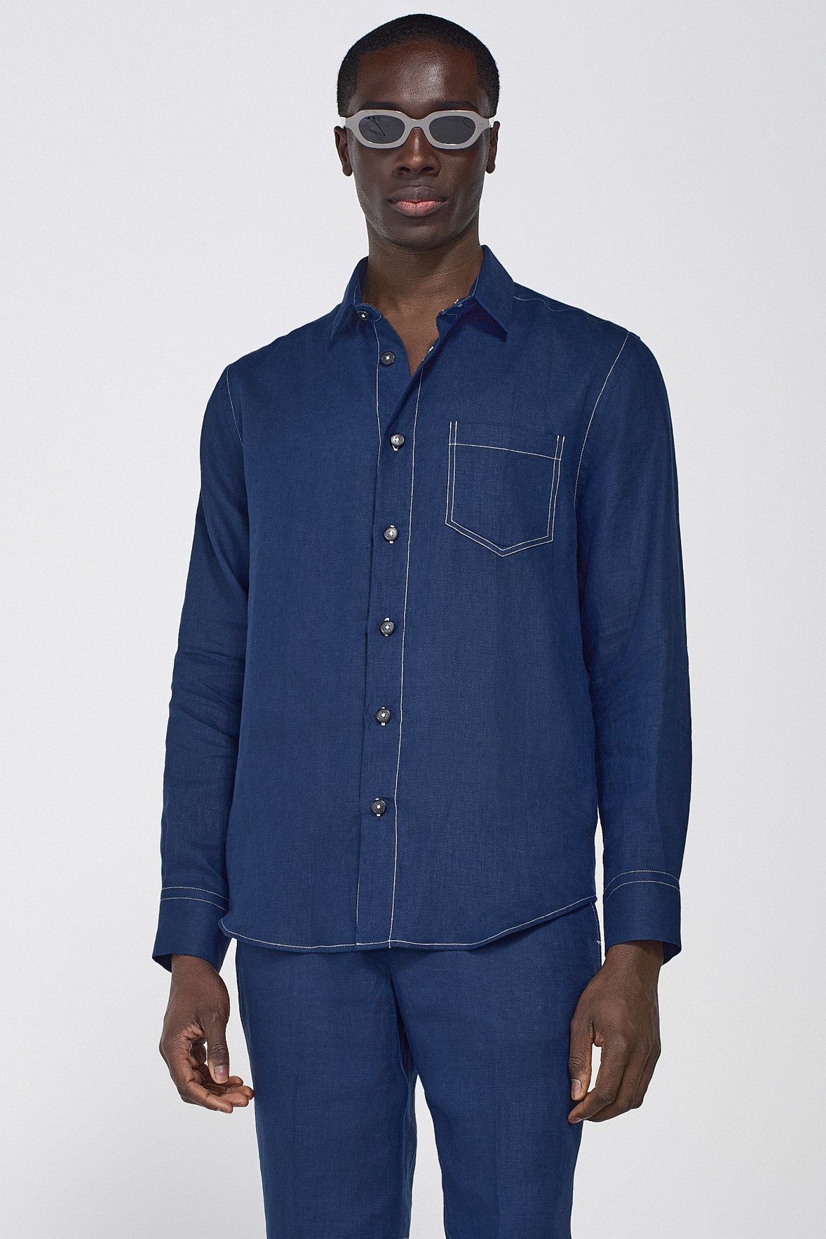 CONTRASTING STITCHING LINE SHIRT