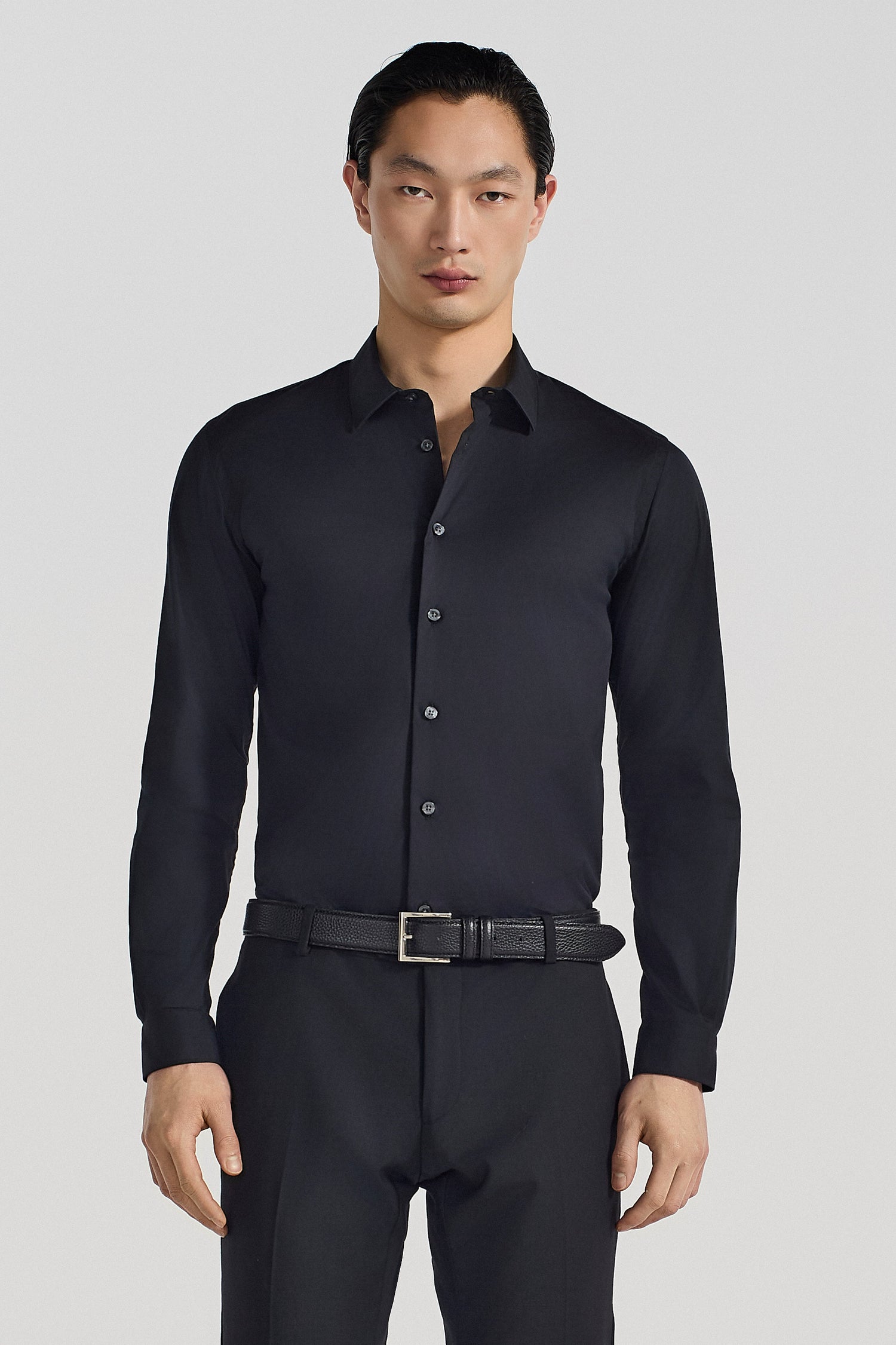 BASIC COTTON SHIRT - BLACK