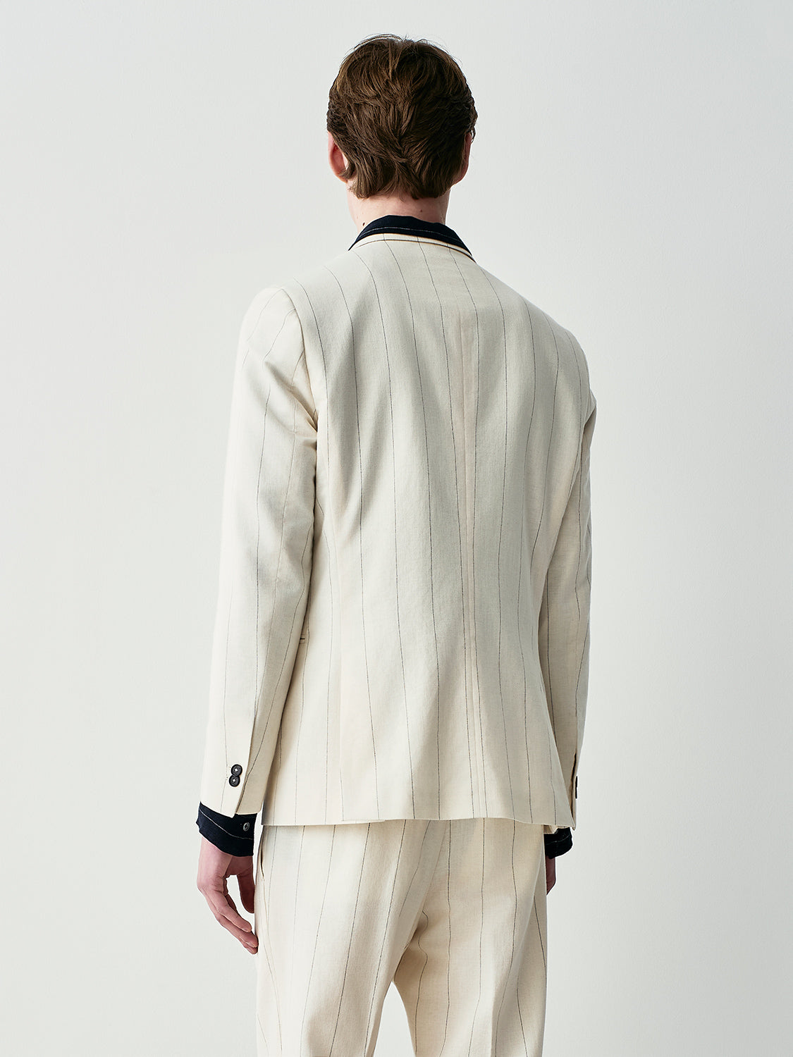 Pinstriped cotton suit jacket