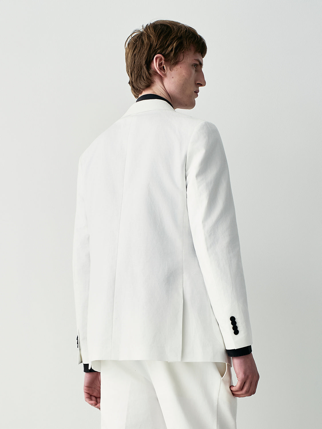 Double breasted linen cotton suit jacket