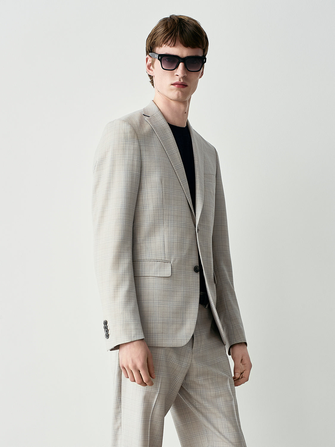 100% virgin wool prince of wales suit jacket