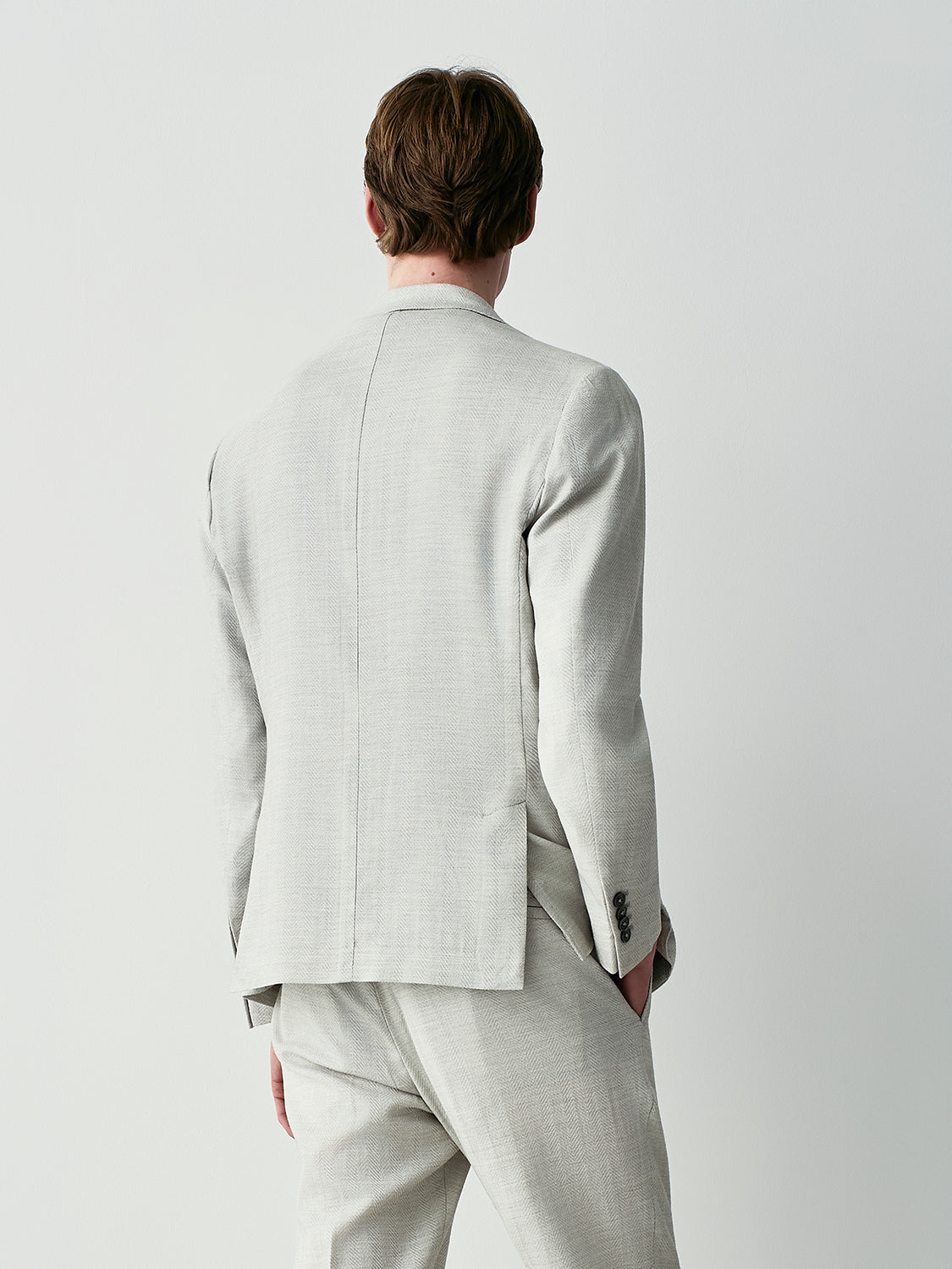 Chevron wool blend suit jacket