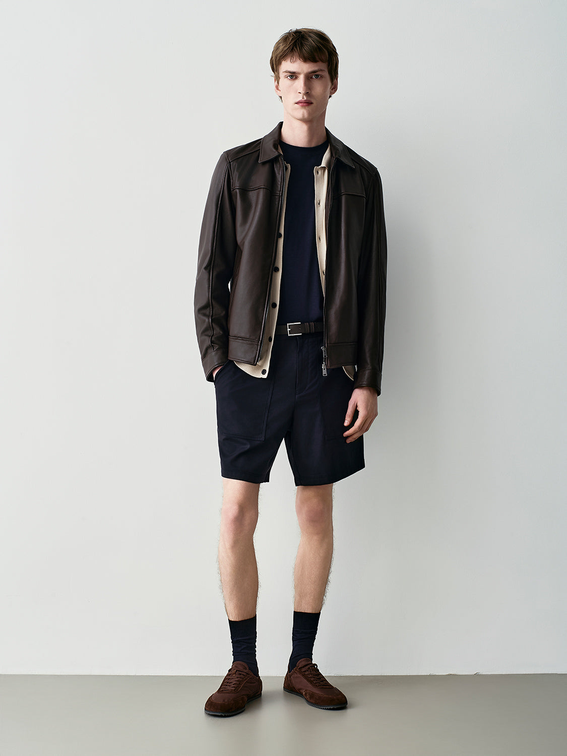 Leather bomber