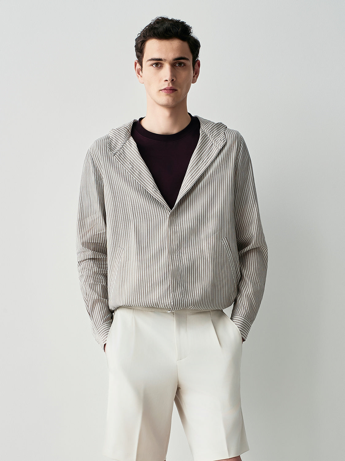 STRIPED SHIRT WITH HOOD