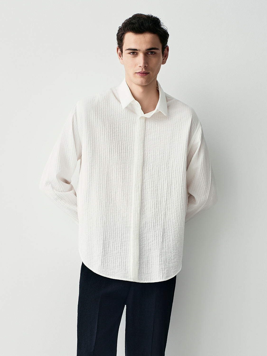 WRINKLED EFFECT RELAXED SHIRT