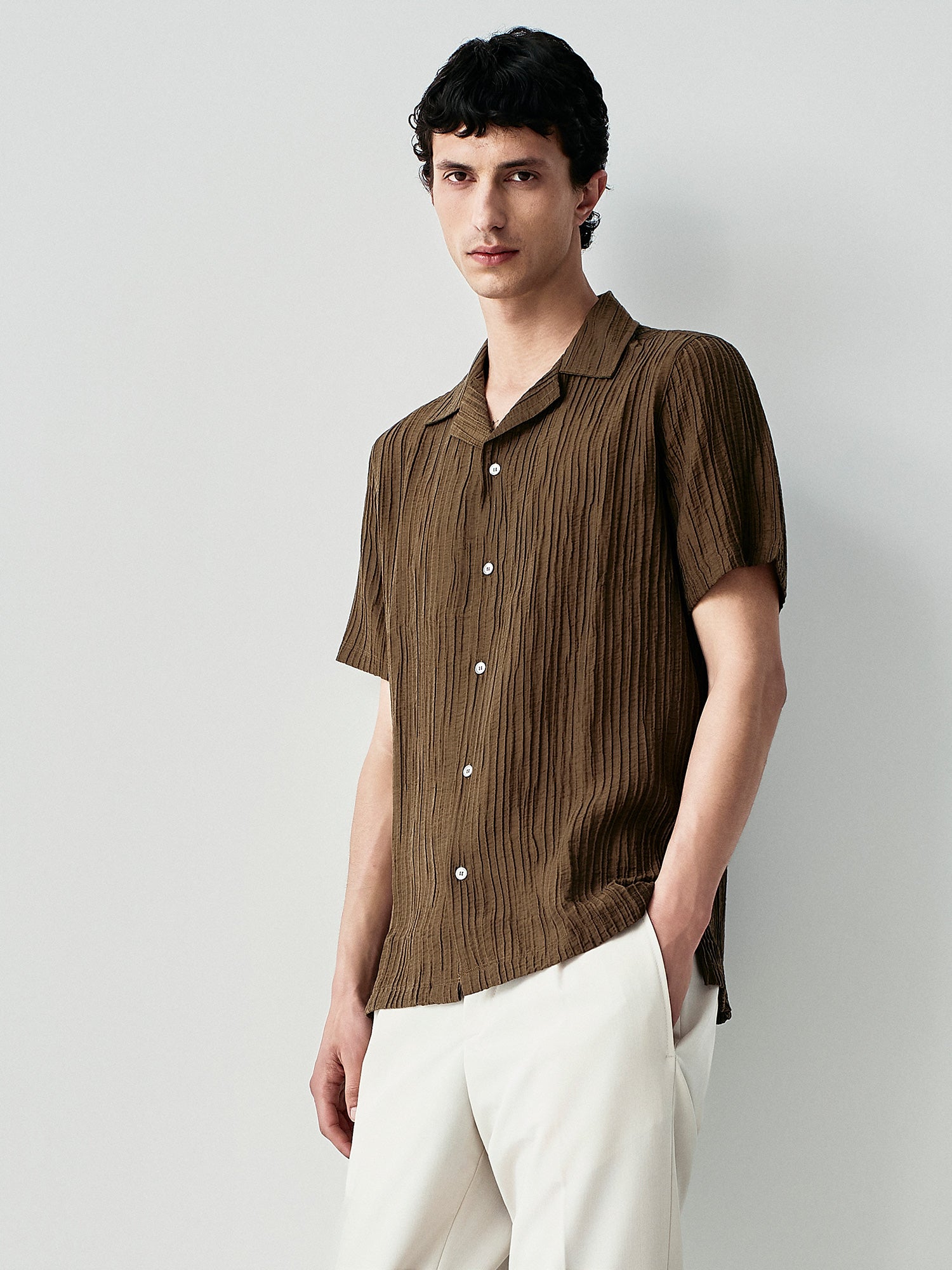 Camicia a maniche corte plissÈ