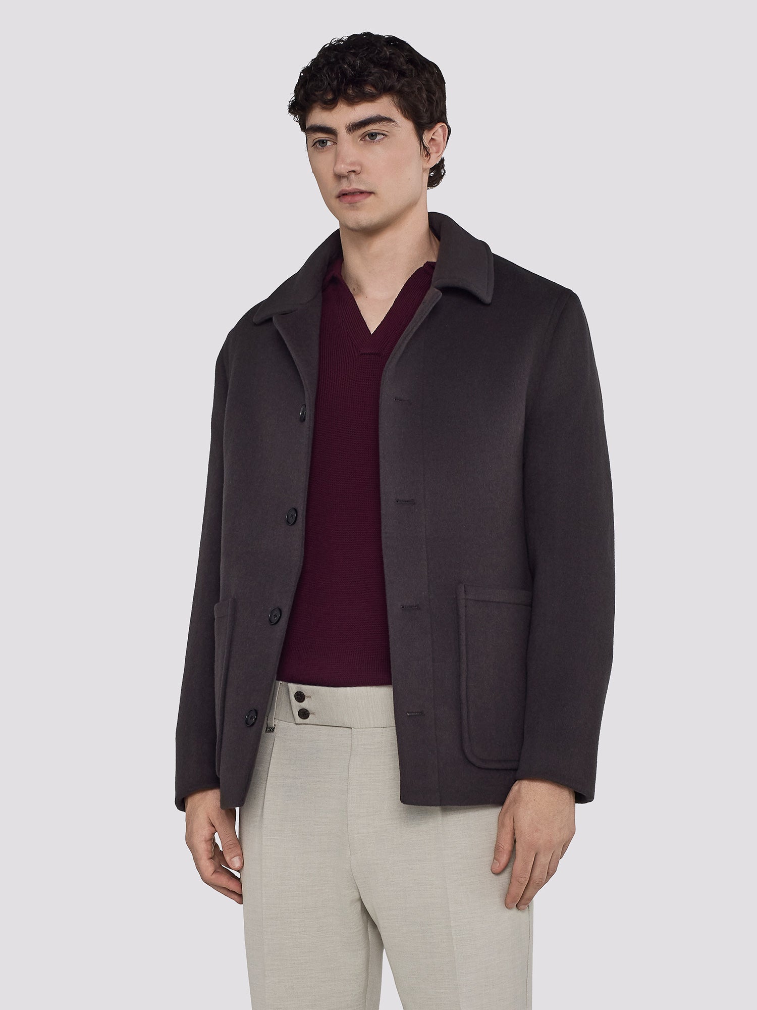 SHORT COAT WITH PATCH POCKETS