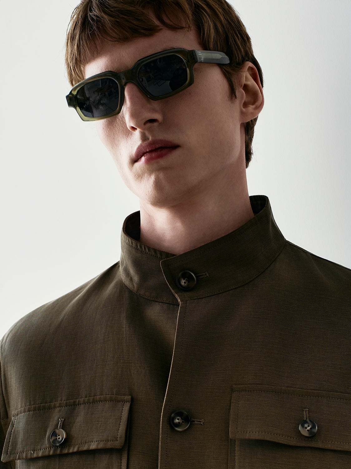 SHIRT COLLAR JACKET IN LINEN BLEND