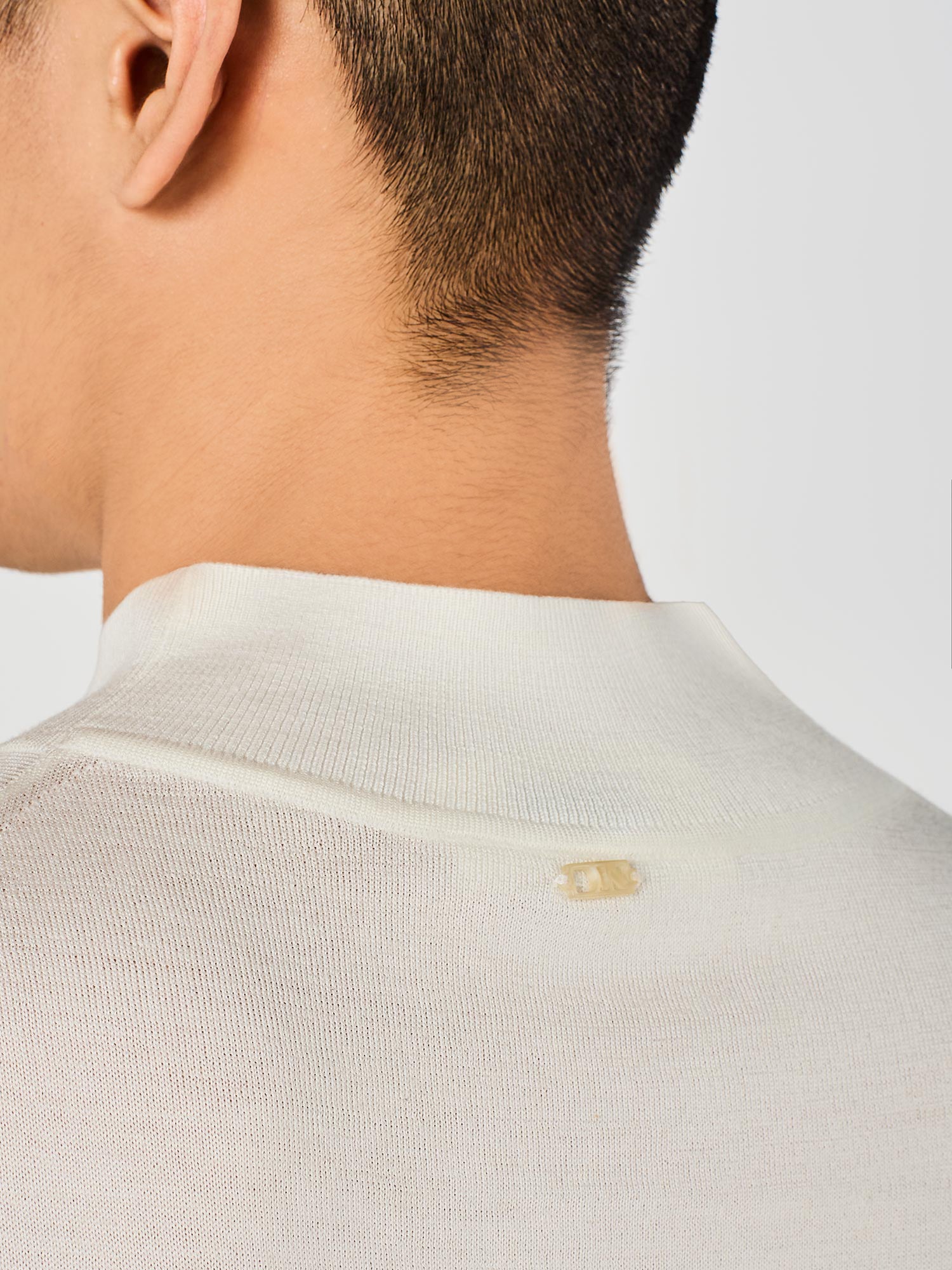 MOCK COLLAR KNIT IN MERINO WOOL AND SILK