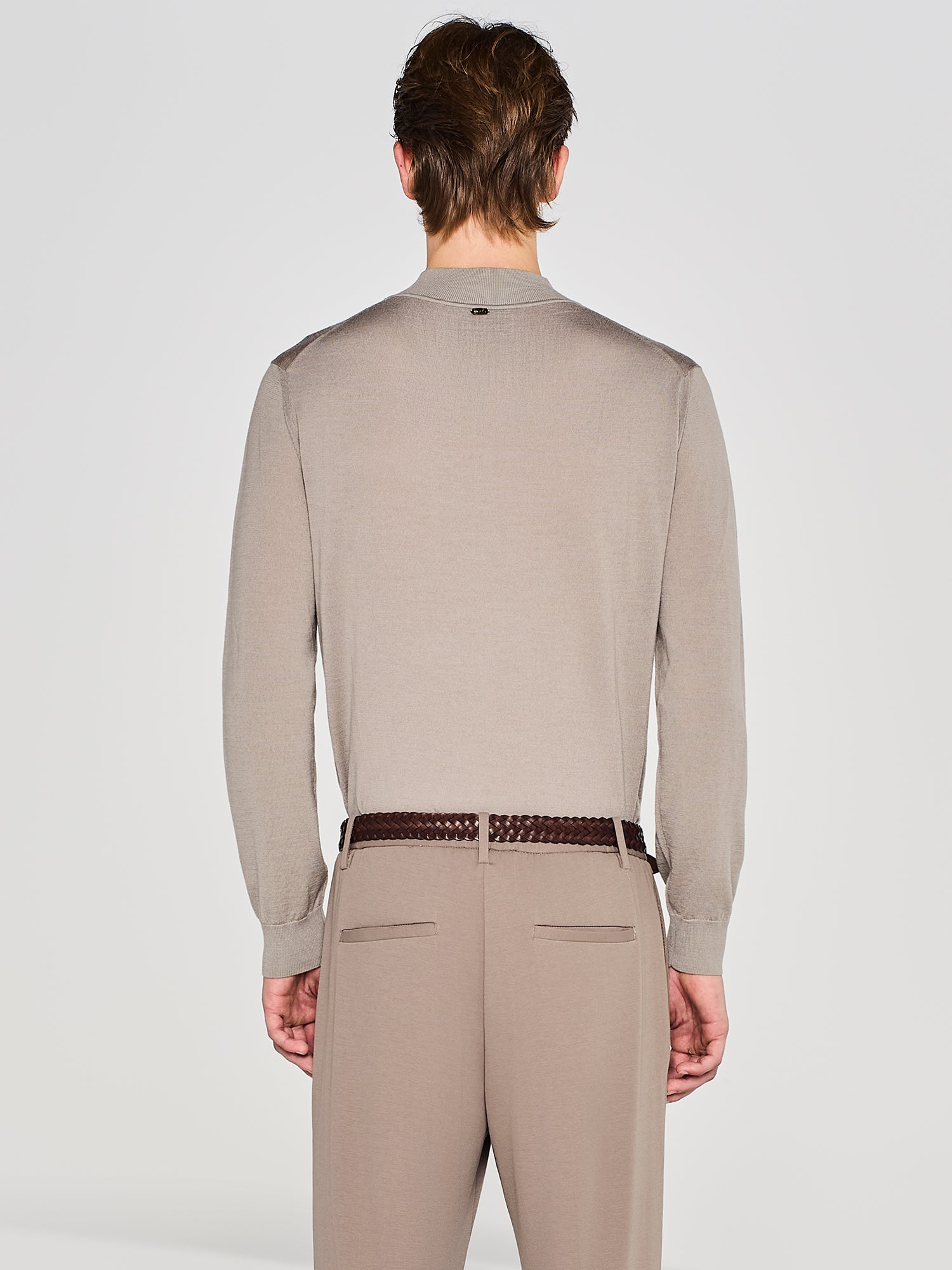 MOCK COLLAR KNIT IN MERINO WOOL AND SILK