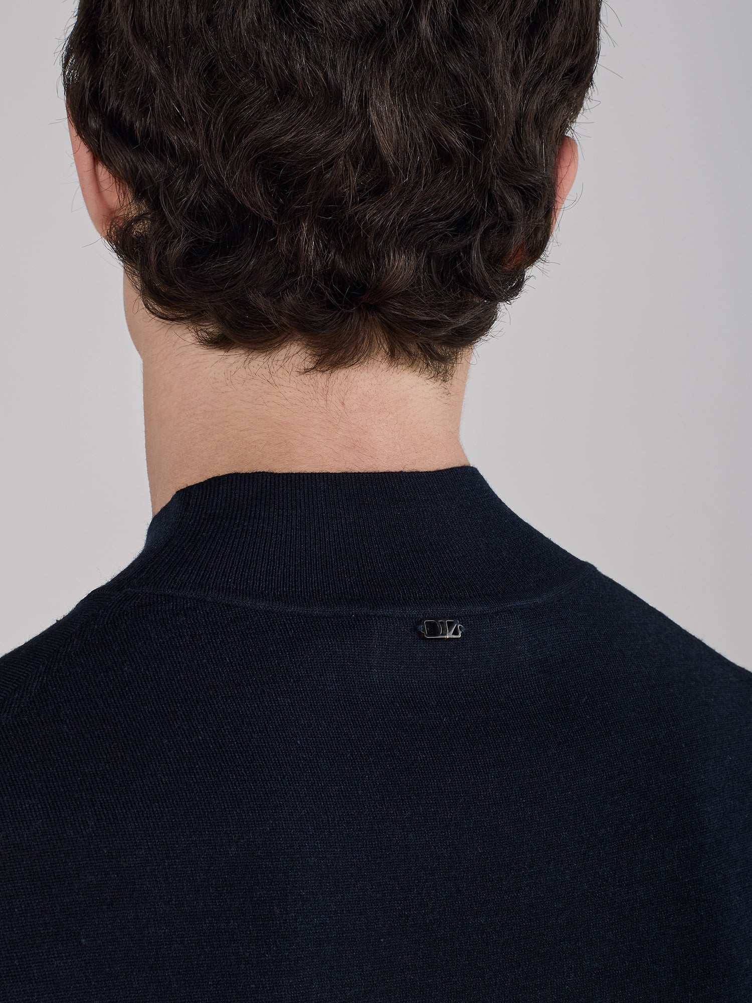 MOCK COLLAR KNIT IN MERINO WOOL AND SILK