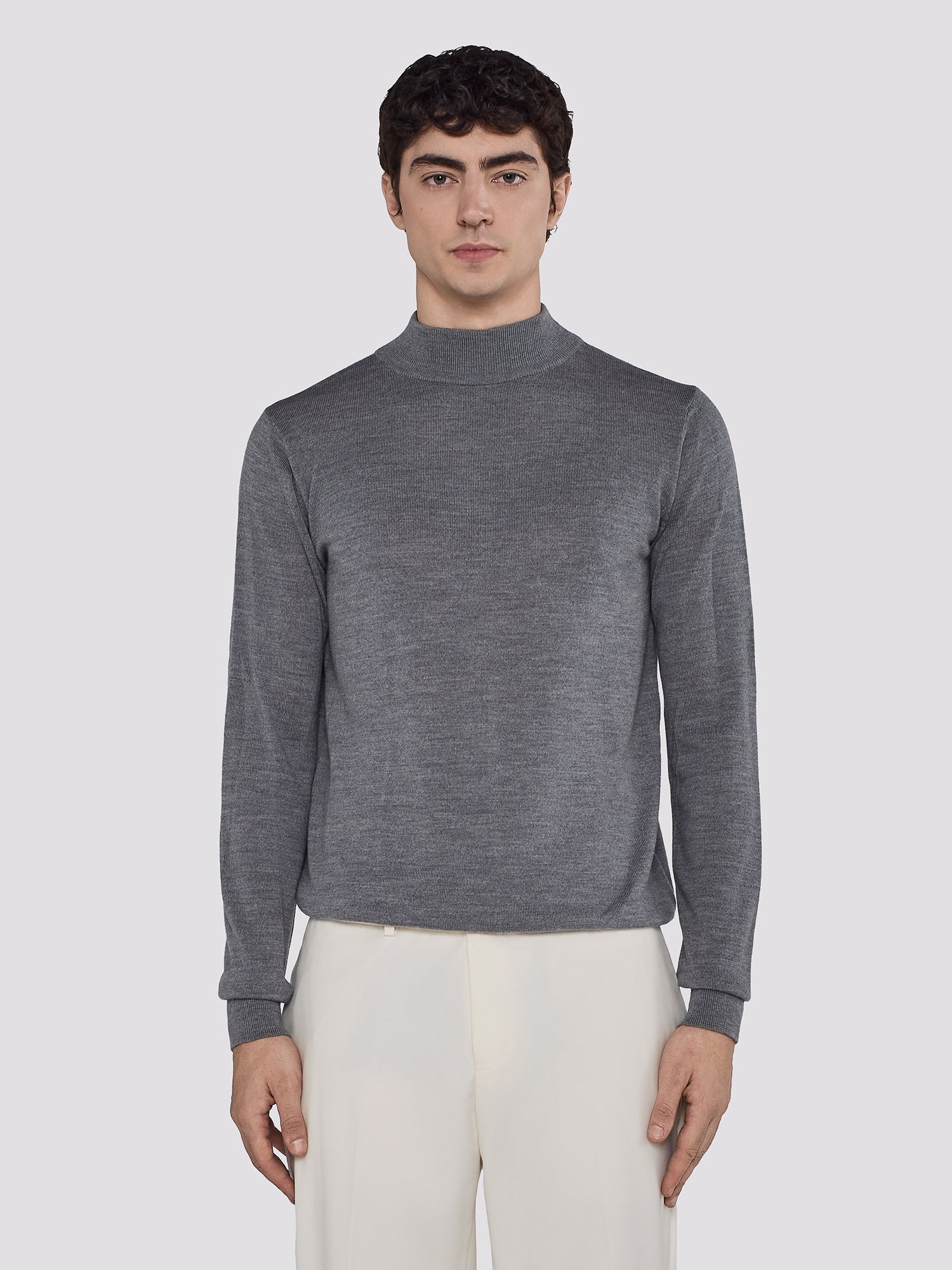 MOCK COLLAR KNIT IN 100% MERINO