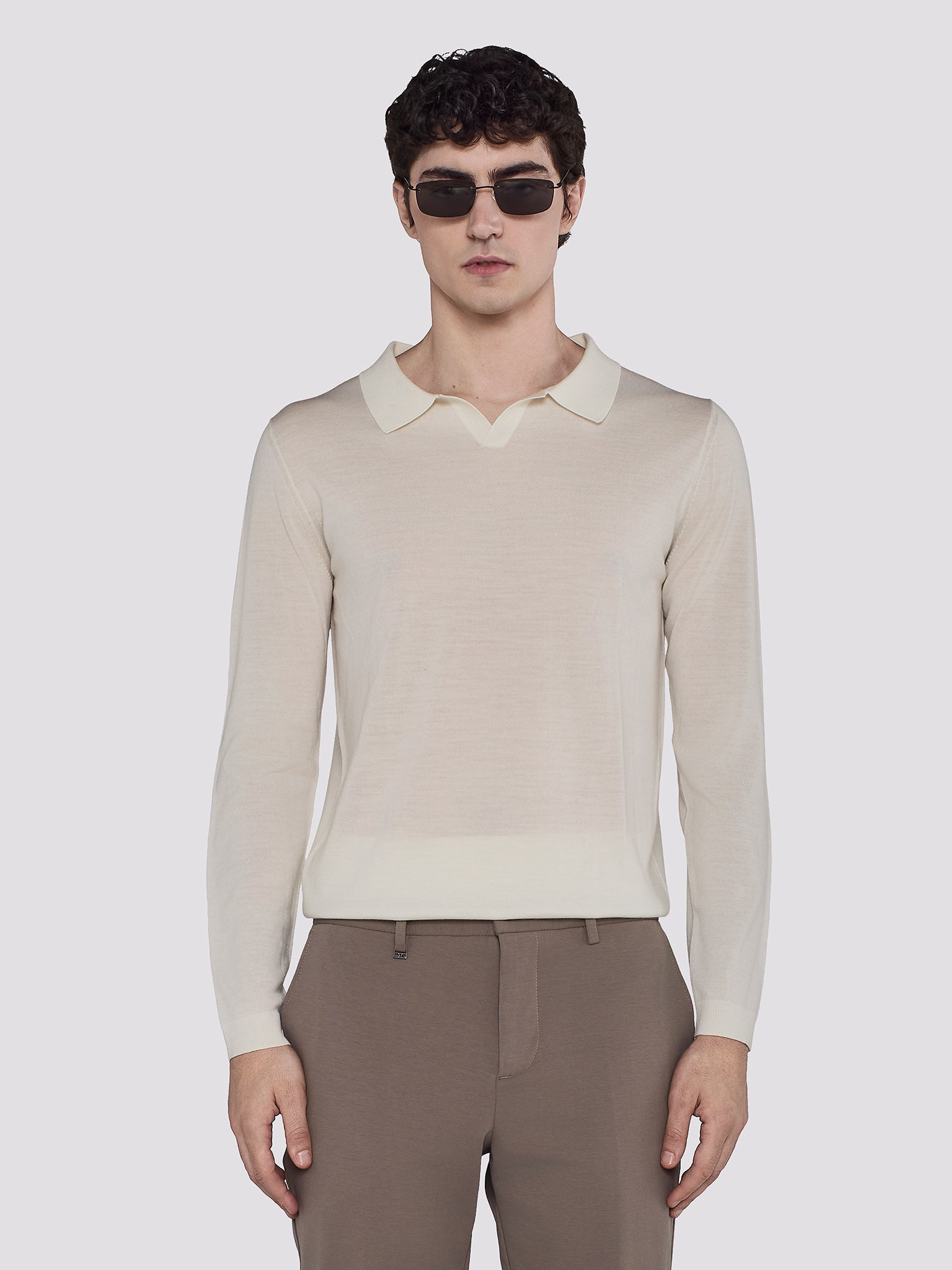 POLO KNIT IN MERINO WOOL AND SILK