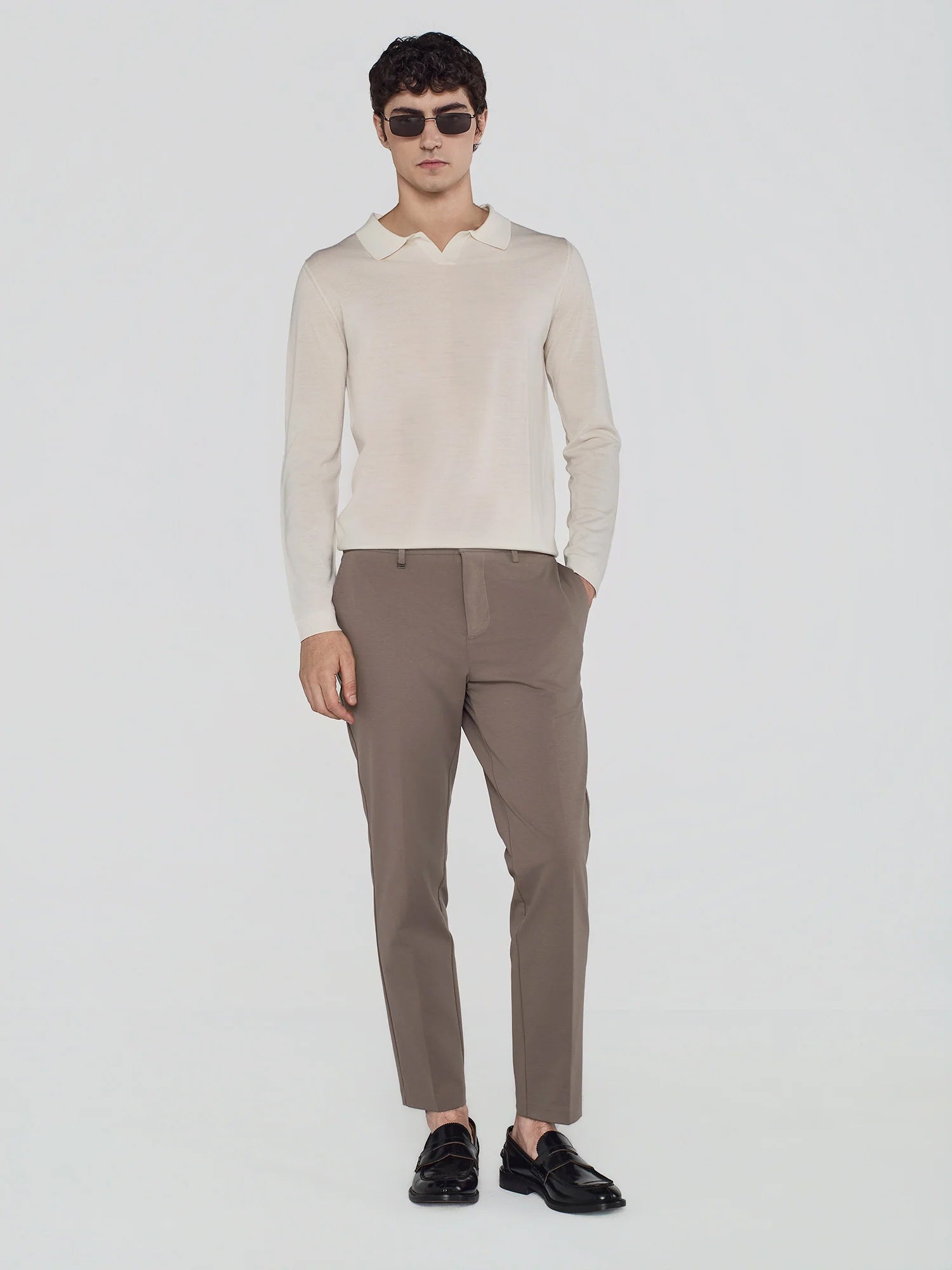 MAGLIA POLO IN MERINO E SETA