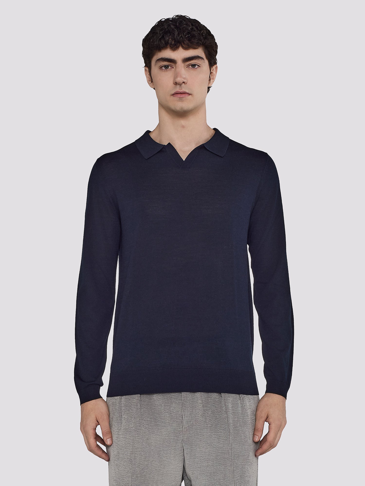 POLO KNIT IN MERINO WOOL AND SILK