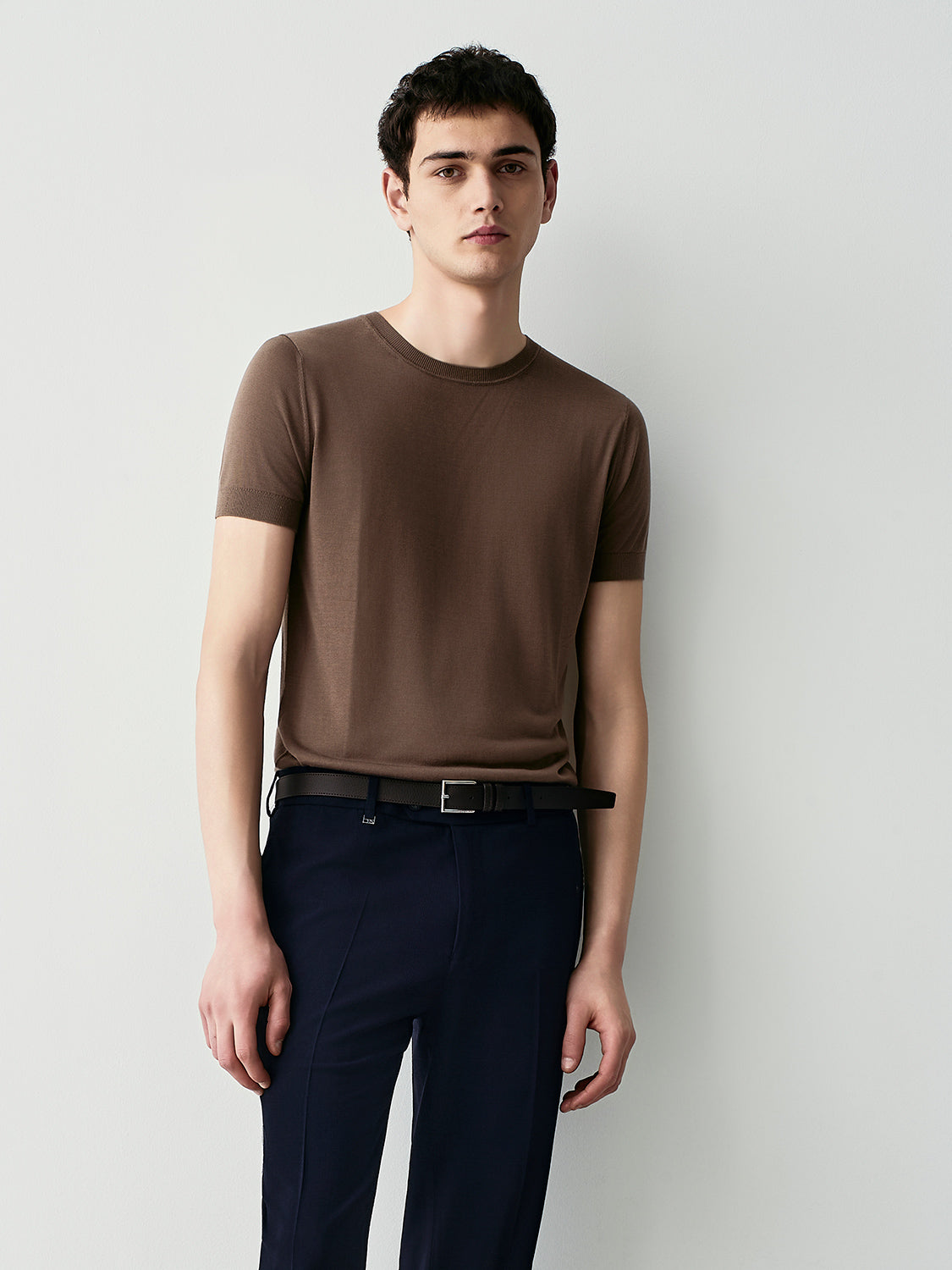 SILK BLEND KNIT T-SHIRT