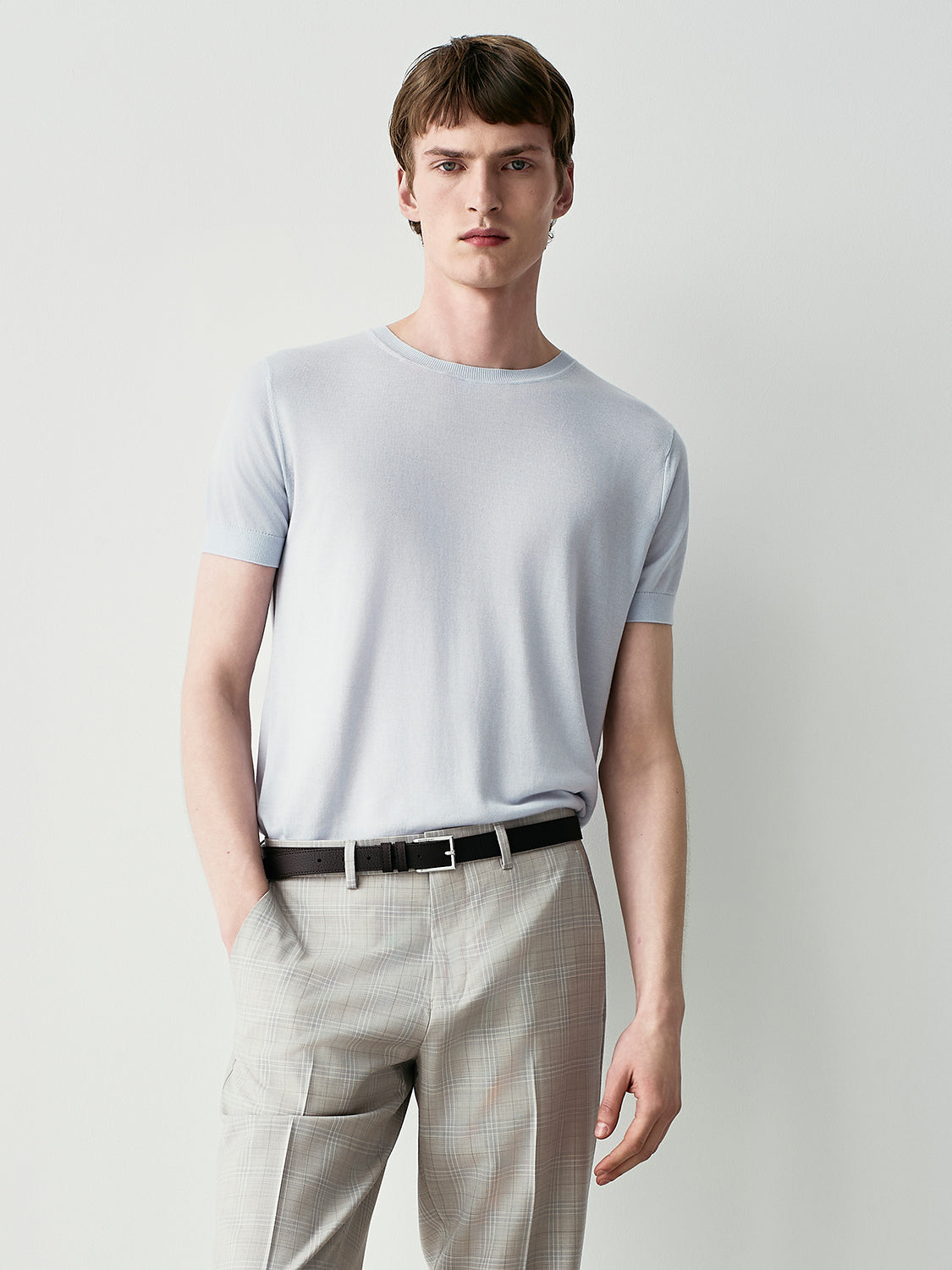 SILK BLEND KNIT T-SHIRT
