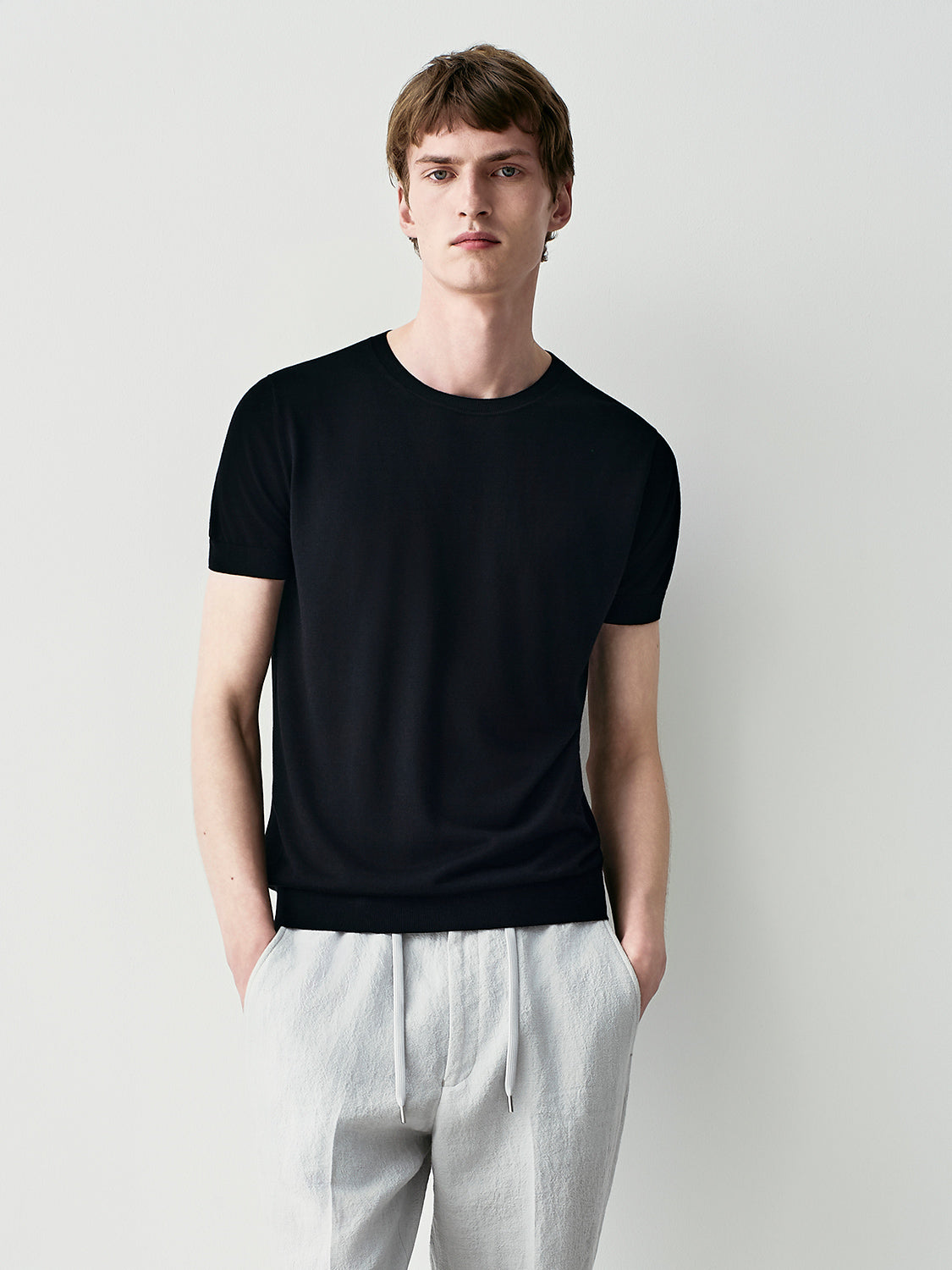 SILK BLEND KNIT T-SHIRT