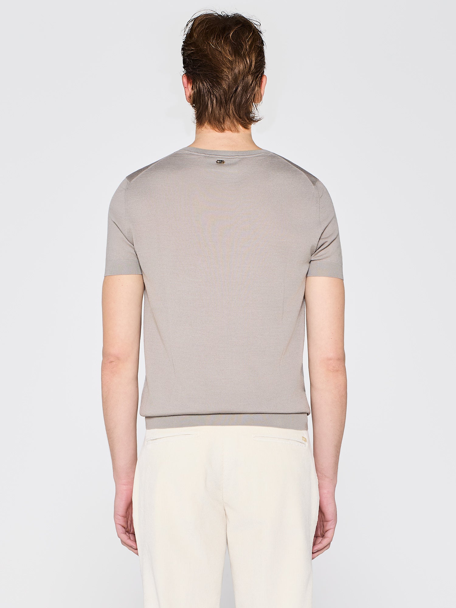 WOOL SHORT SLEEVE CREWNECK SWEATER