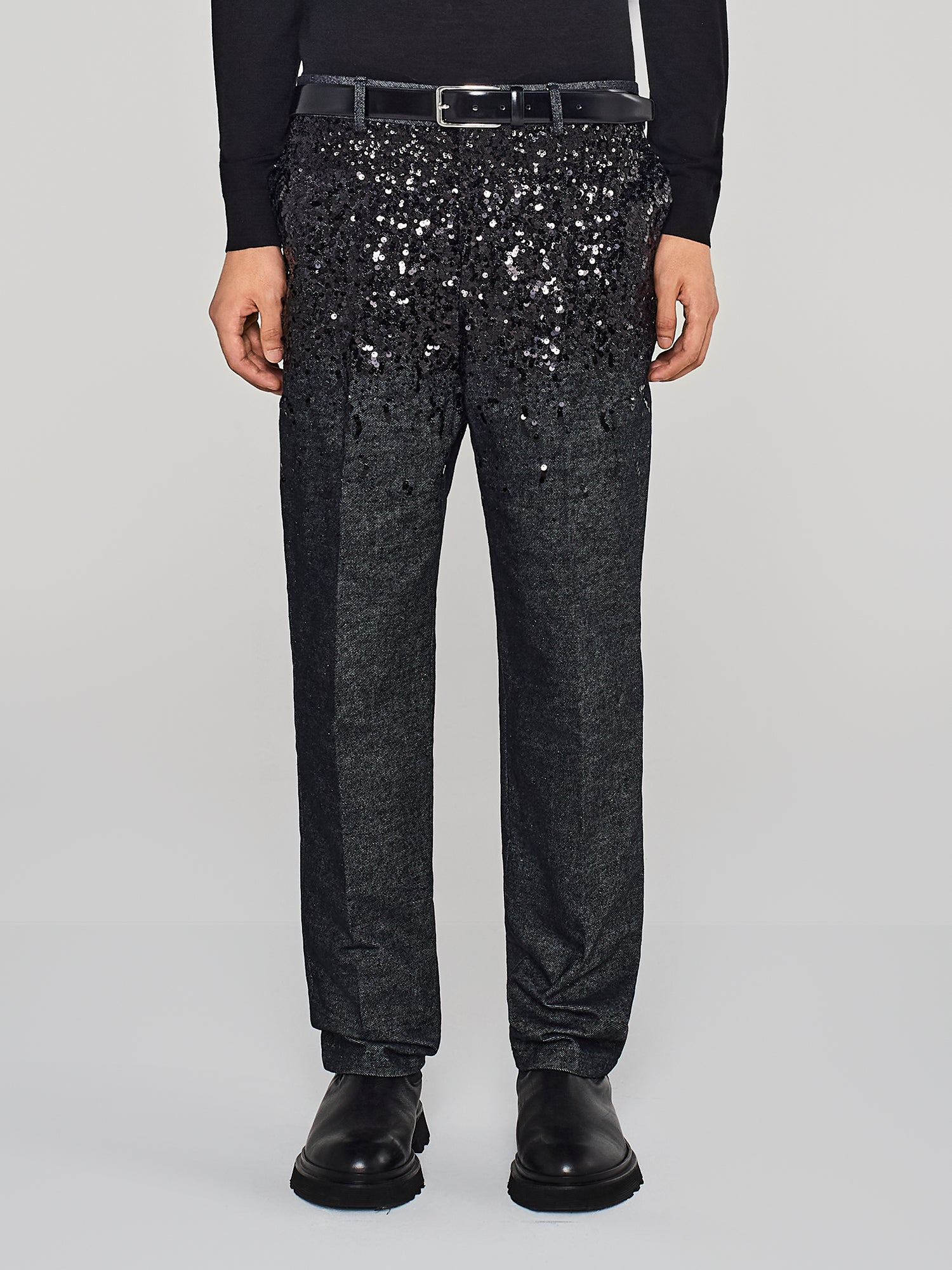 PANTALONE DENIM RICAMO PAILLETTES