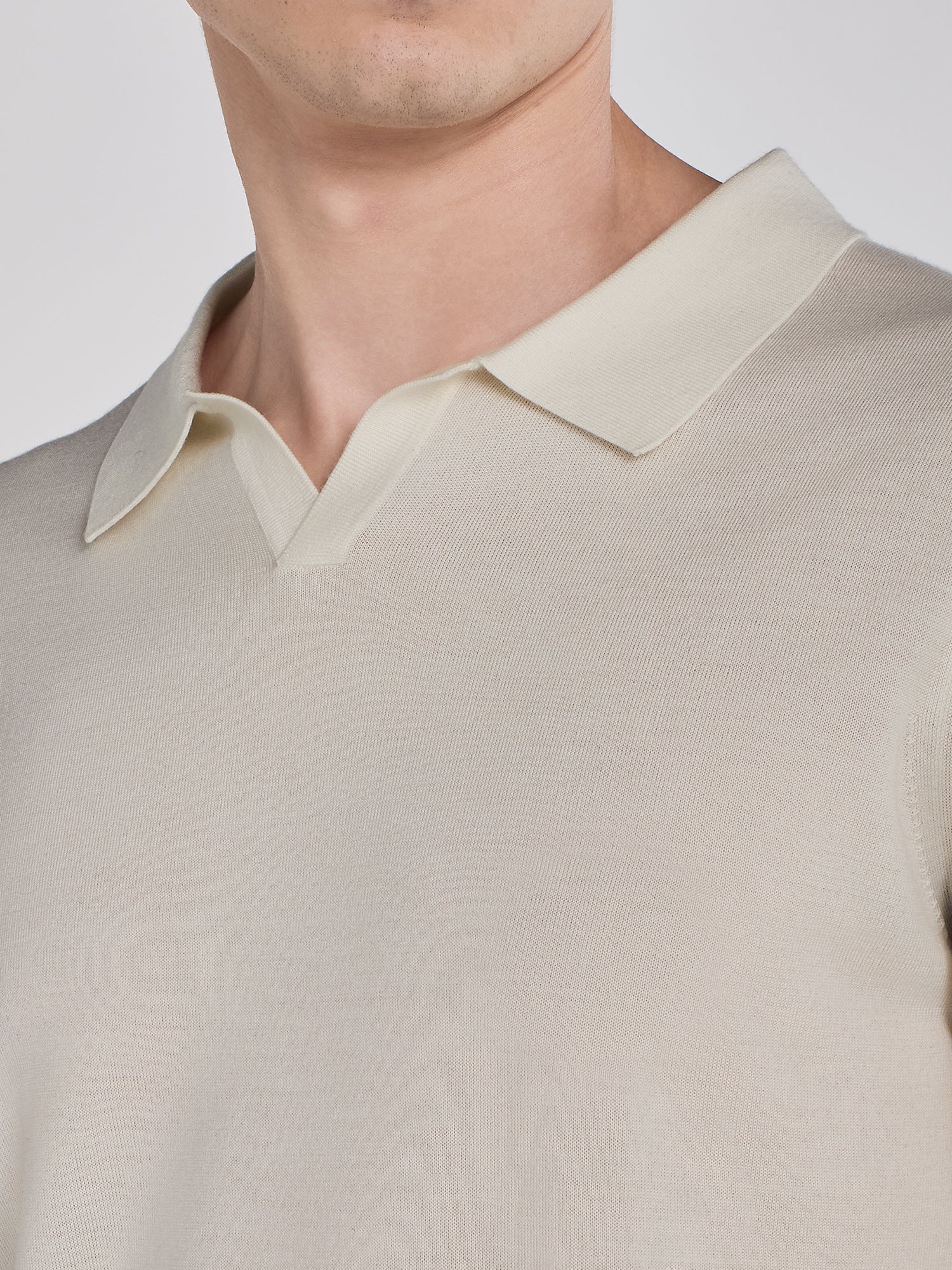 POLO KNIT IN MERINO WOOL AND SILK