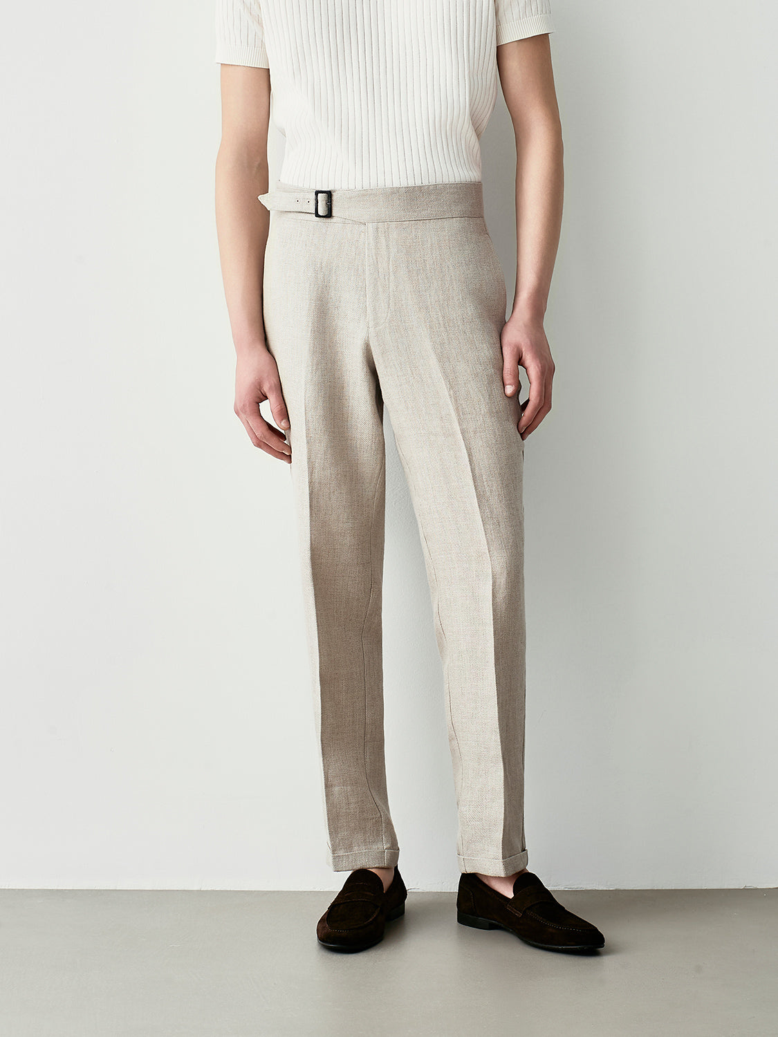 TAILORED RAW LINEN TROUSERS
