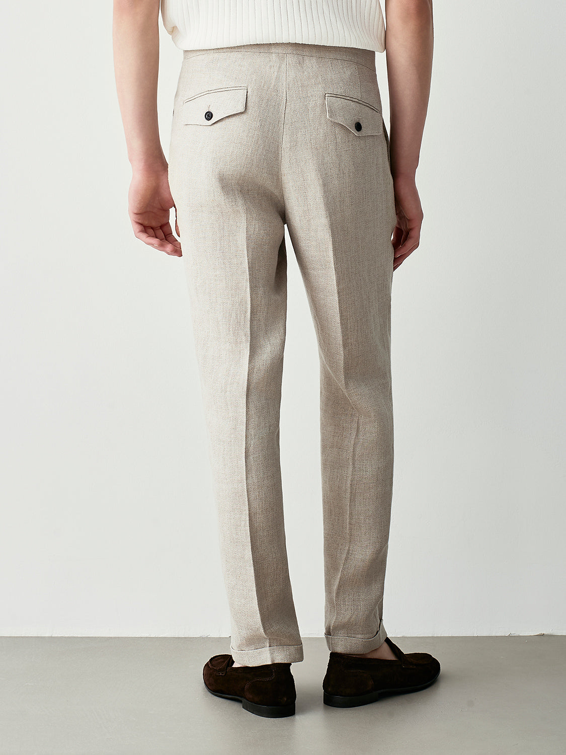 TAILORED RAW LINEN TROUSERS