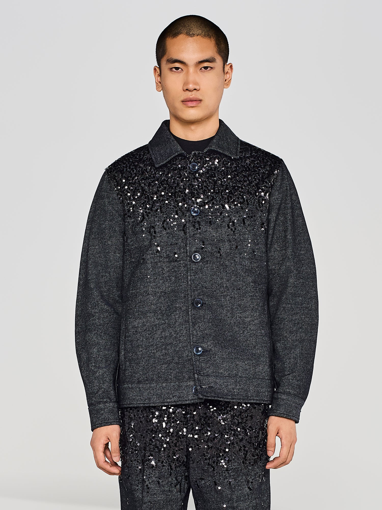 GIACCA DENIM RICAMO PAILLETTES