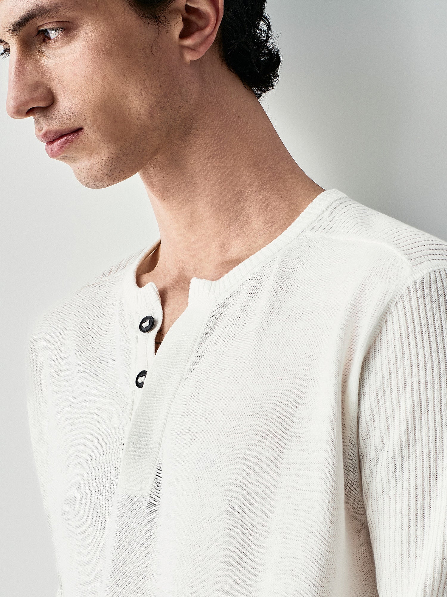 Linen ribbed sleeve knit