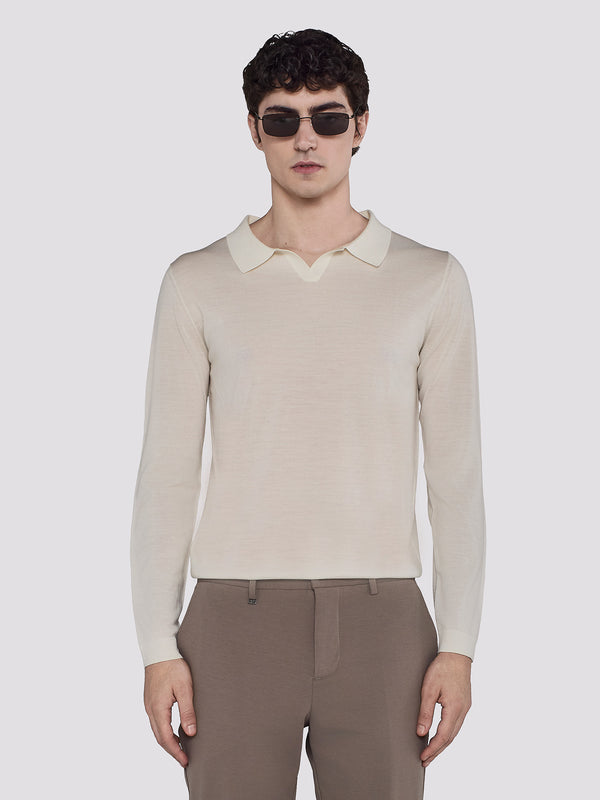 MAGLIA POLO IN MERINO E SETA