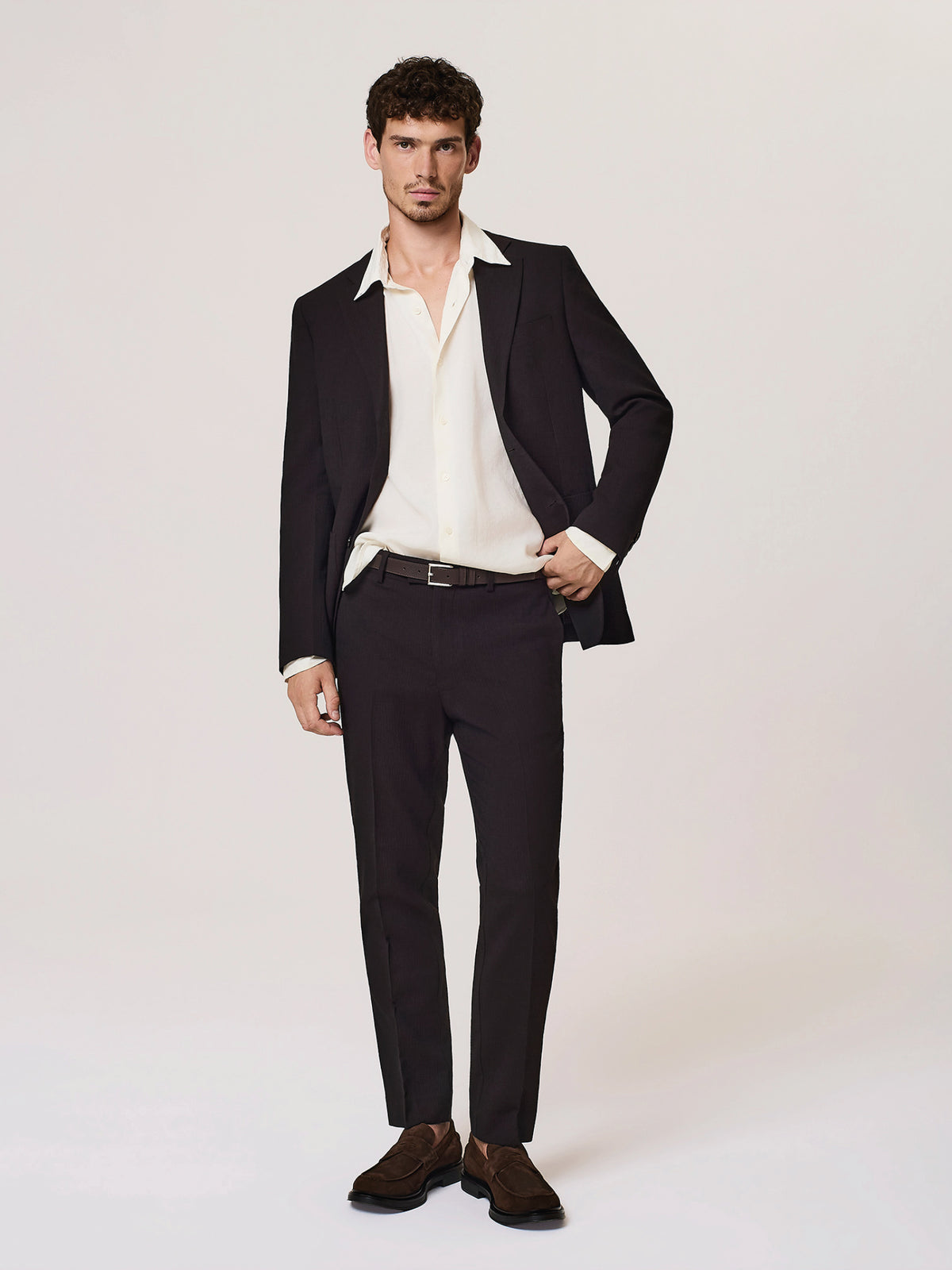 Giacca da abito monopetto pleated in misto lana