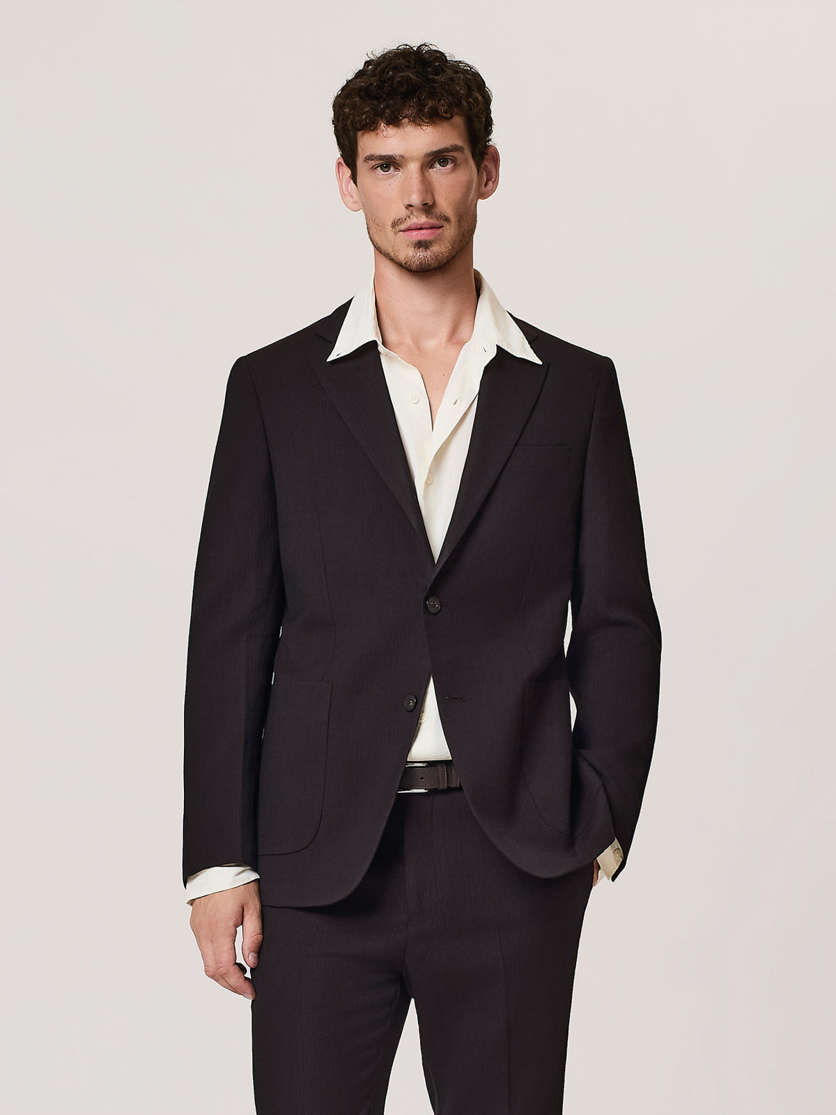 Giacca da abito monopetto pleated in misto lana