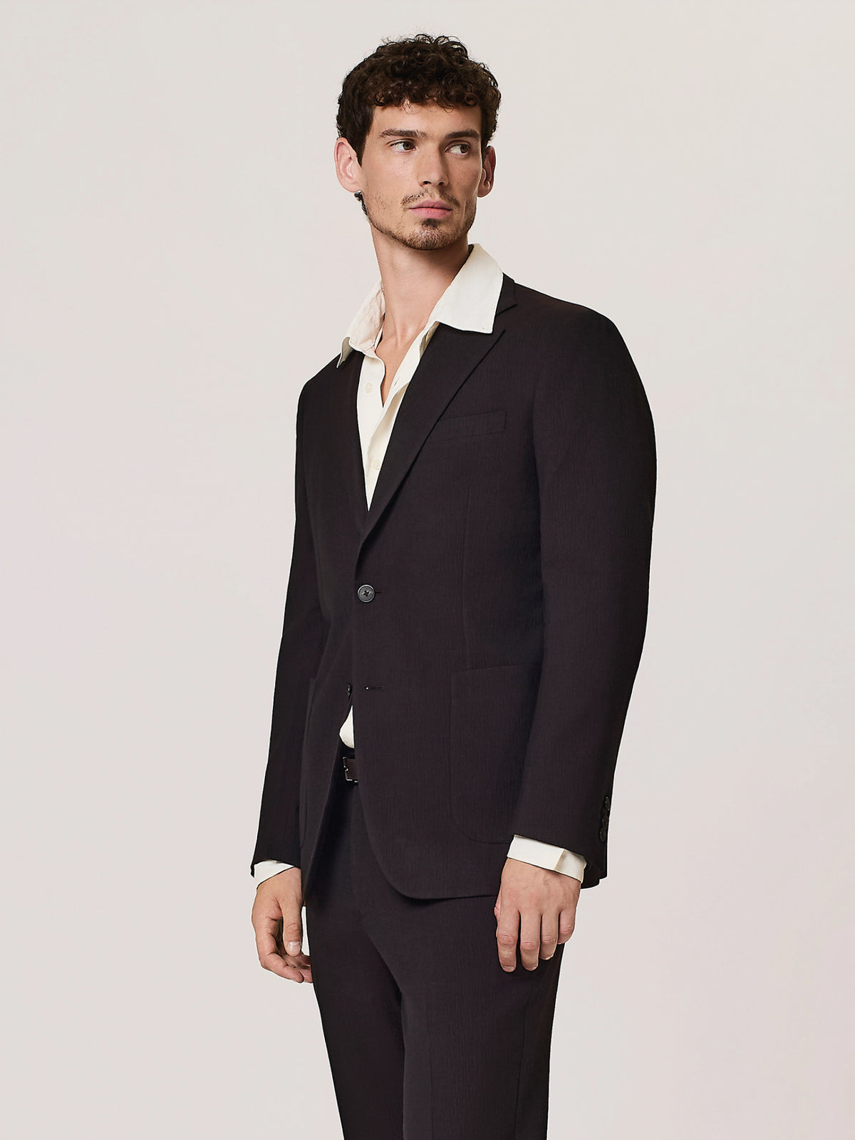 Giacca da uomo in misto lana con dettaglio pleated sulla parte frontale, David Naman