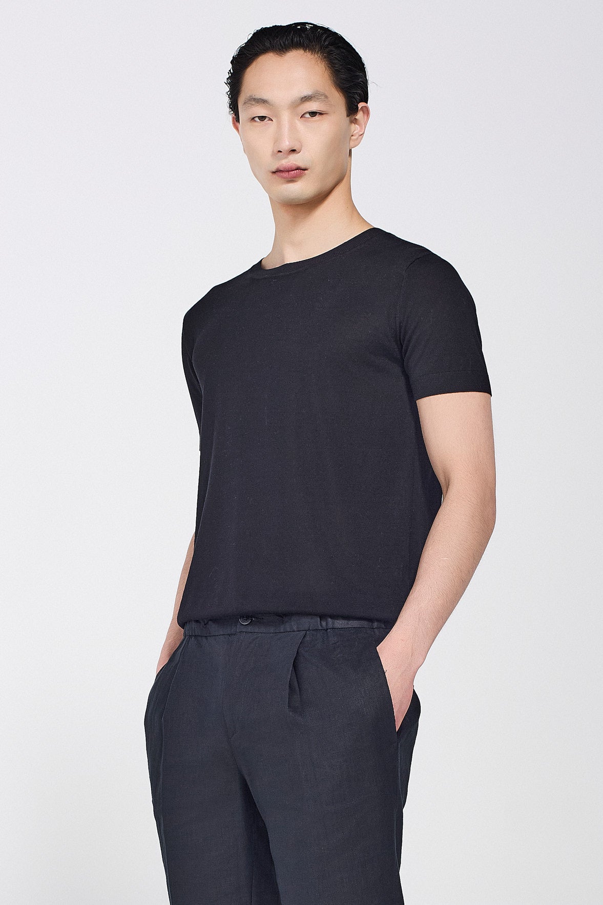 SILK BLEND ROUND NECK T-SHIRT