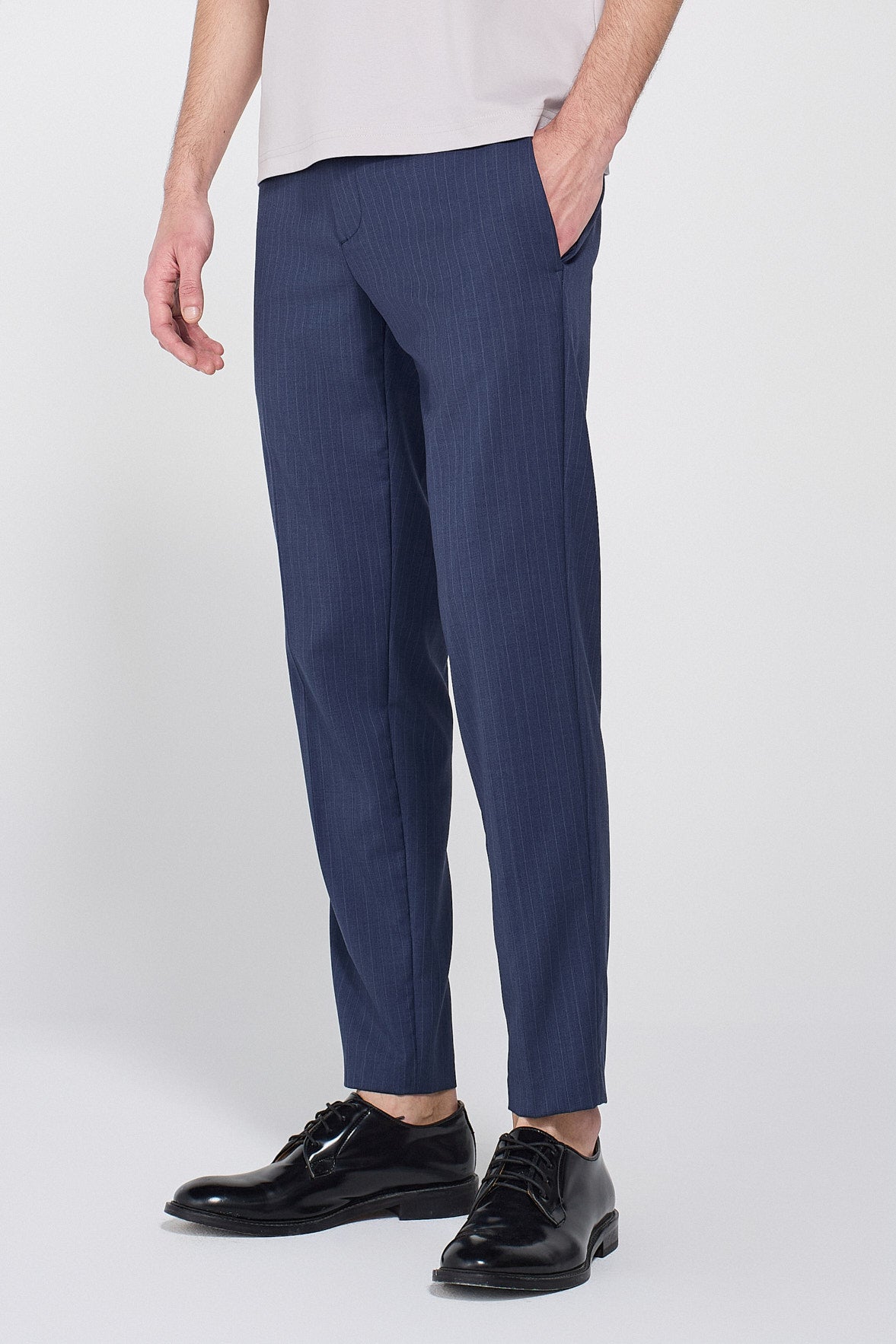 PINSTRIPED BLUE SUIT PANTS