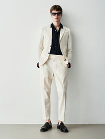 Pinstriped cotton suit jacket