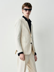 Pinstriped cotton suit jacket