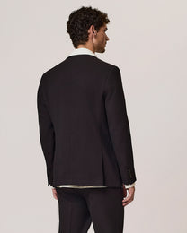 Single-breasted pleated wool blend suit jacket
