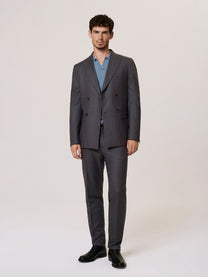 pure wool soft-check double-breasted suit jacket