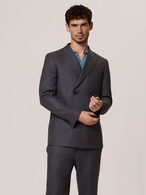 pure wool soft-check double-breasted suit jacket