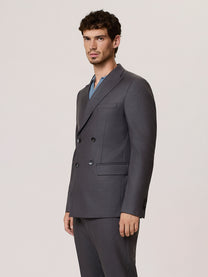 pure wool soft-check double-breasted suit jacket