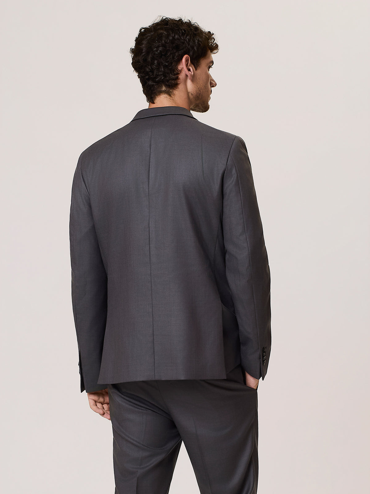 pure wool soft-check double-breasted suit jacket