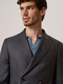 pure wool soft-check double-breasted suit jacket