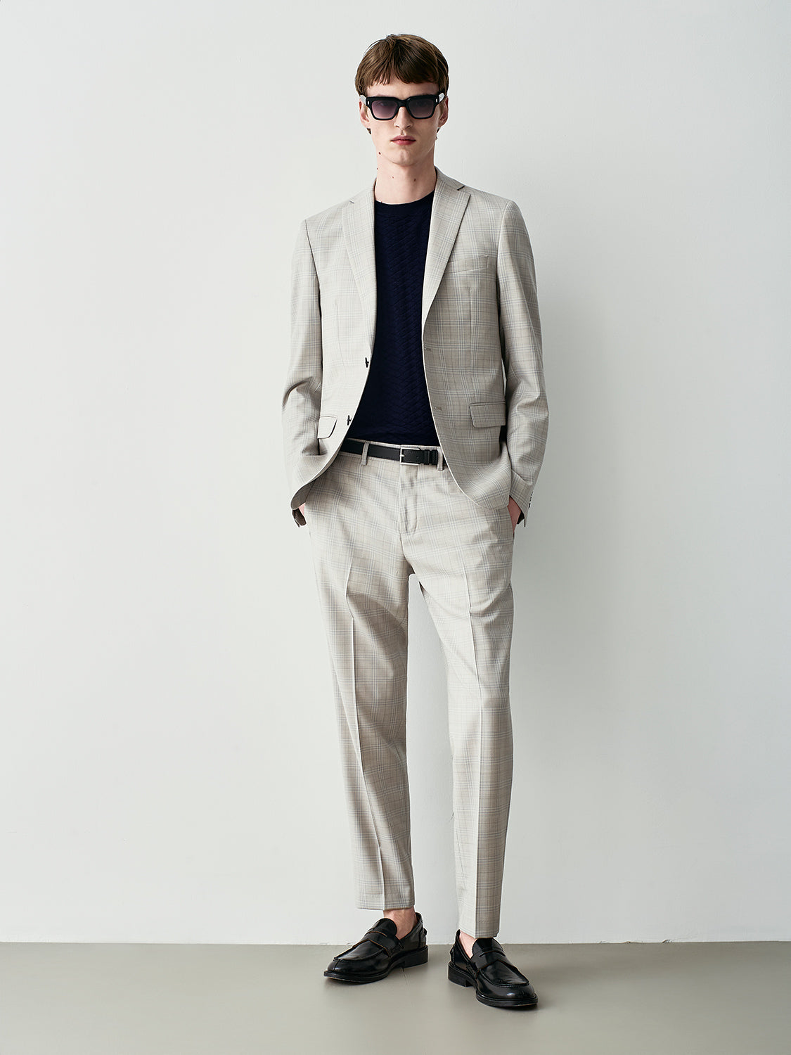 100% virgin wool prince of wales suit jacket