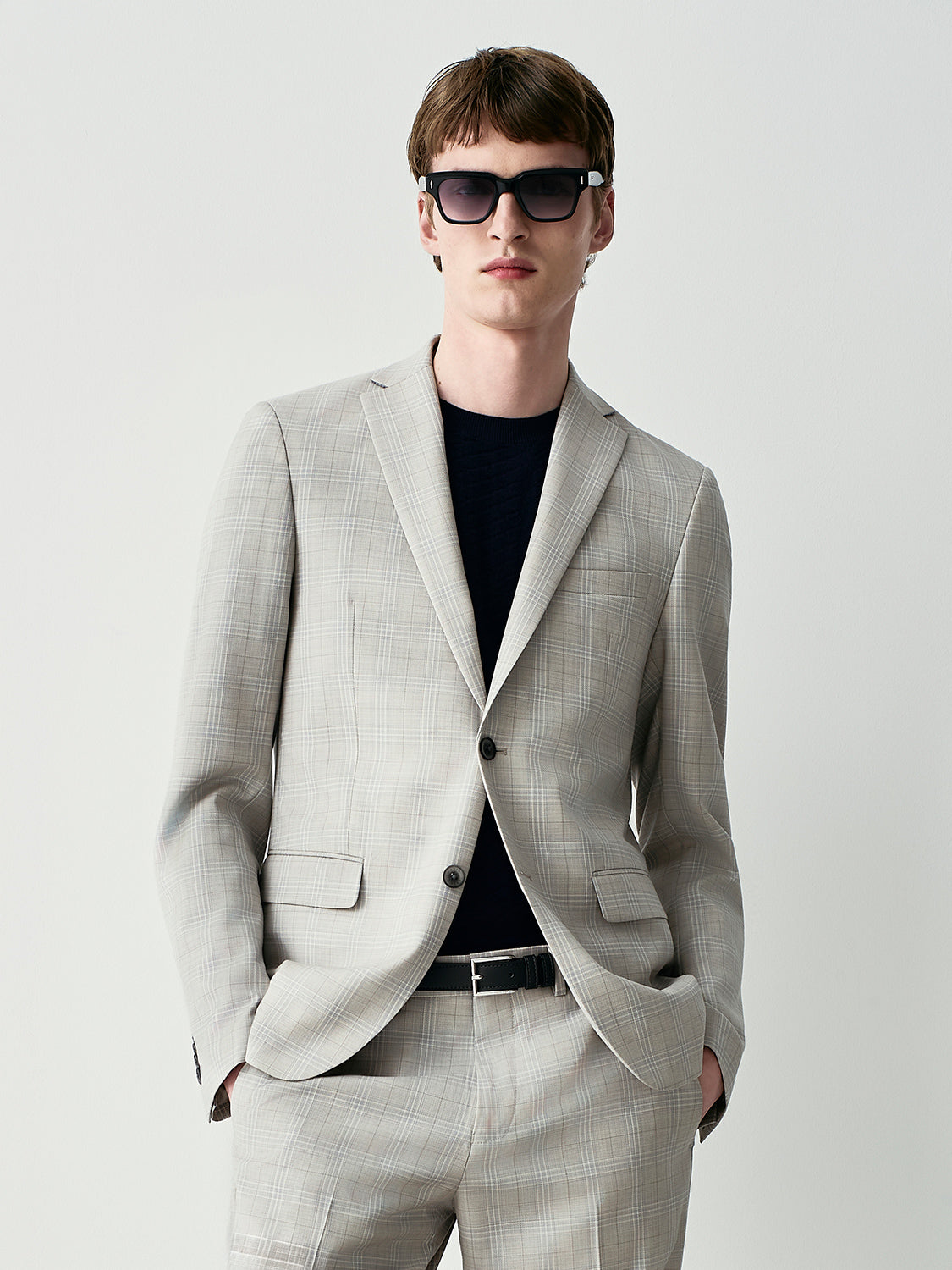 100% virgin wool prince of wales suit jacket