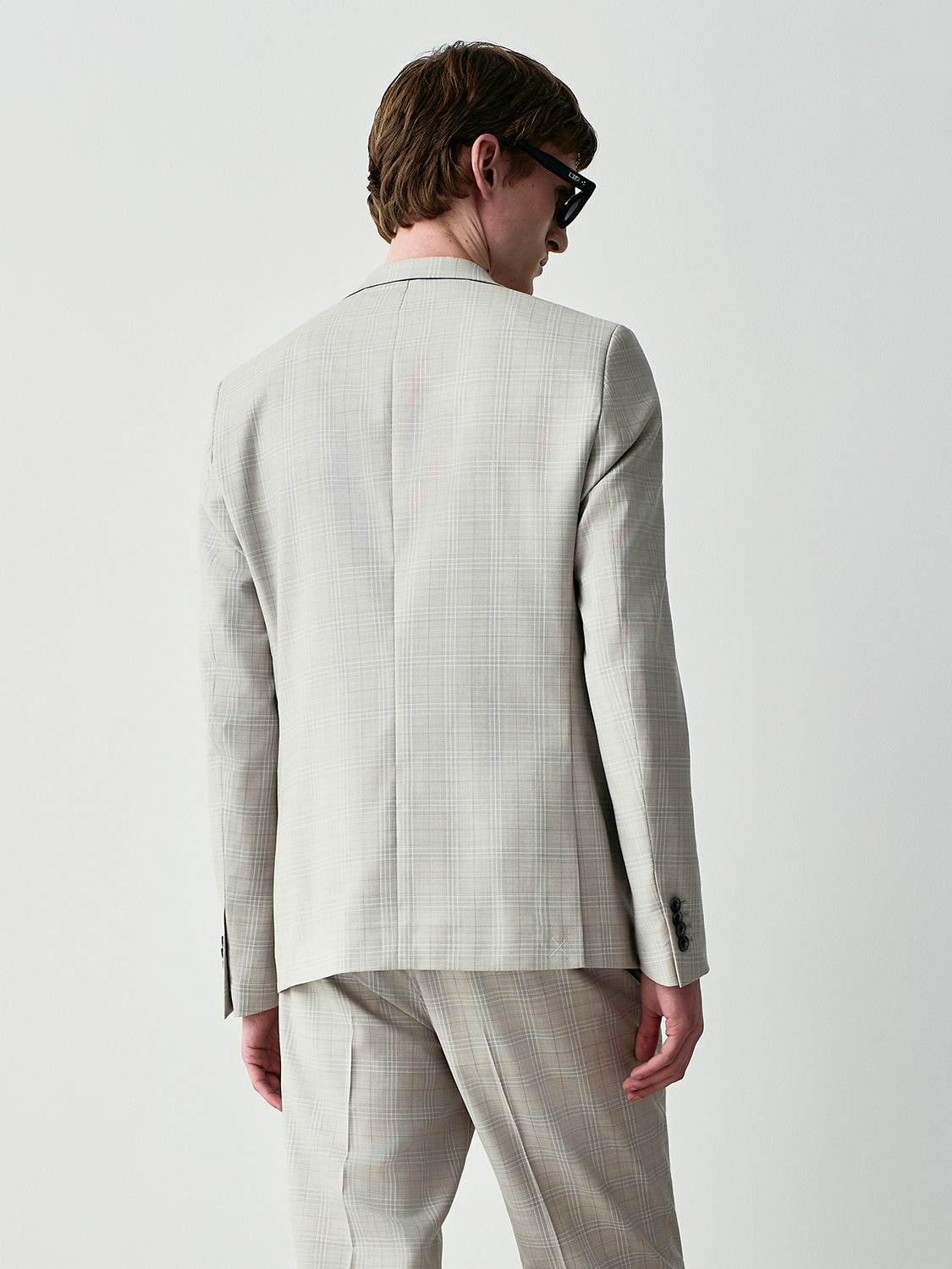 100% virgin wool prince of wales suit jacket