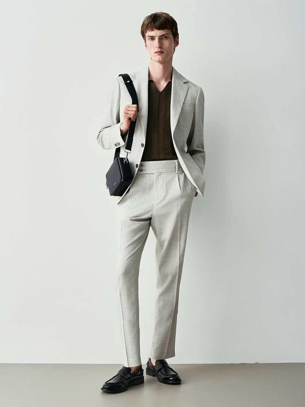 Chevron Wool Blend Suit Jacket
