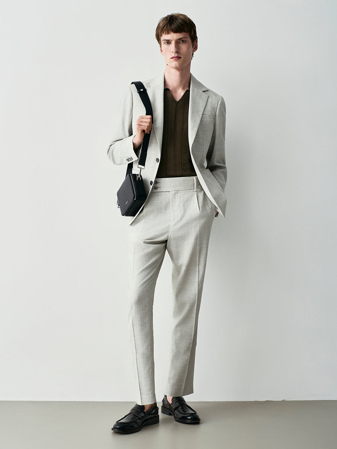 Giacca da abito in misto lana chevron