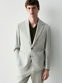 Giacca da abito in misto lana chevron
