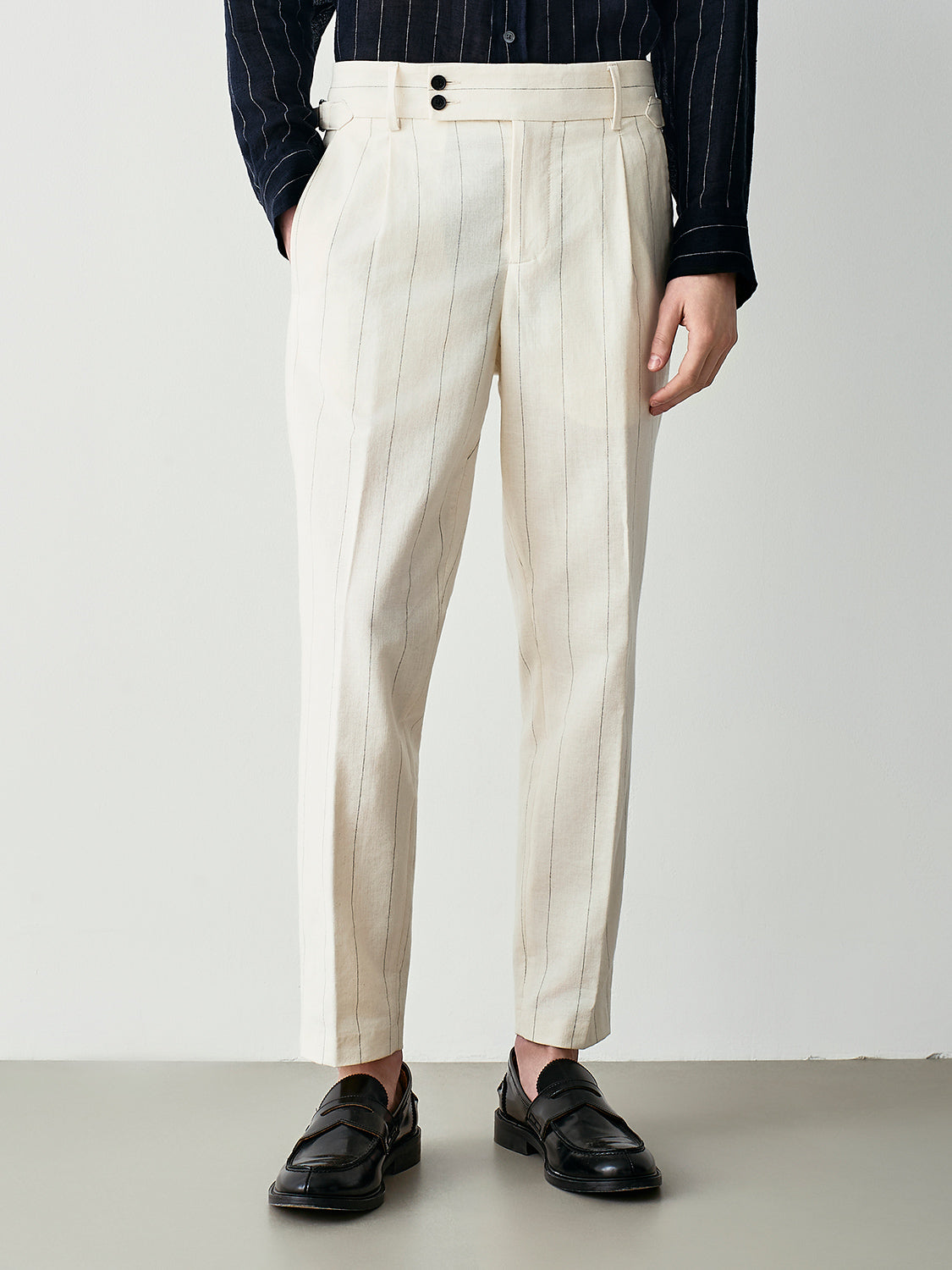 Pinstripe Cotton Suit Trousers